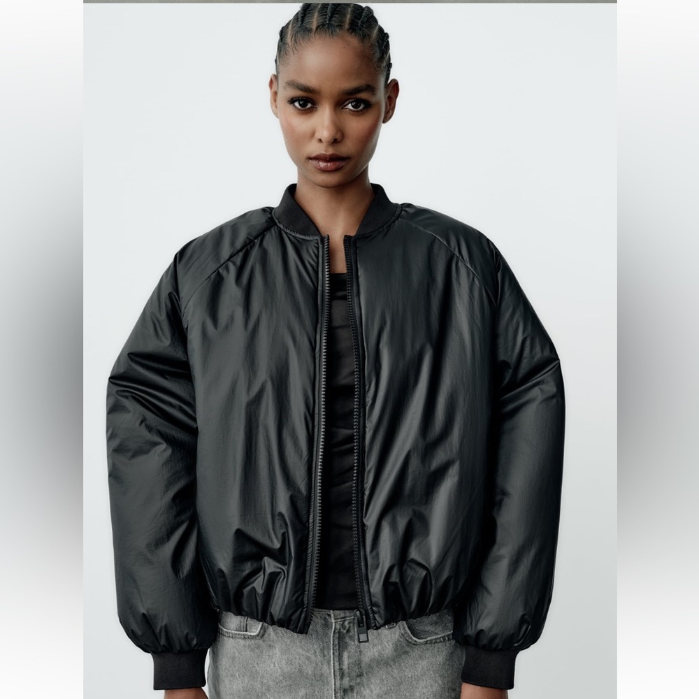 ZARA OVERSIZED COATED PADDED BOMBER